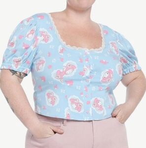 Cute My melody lace top short sleeve pink and blue